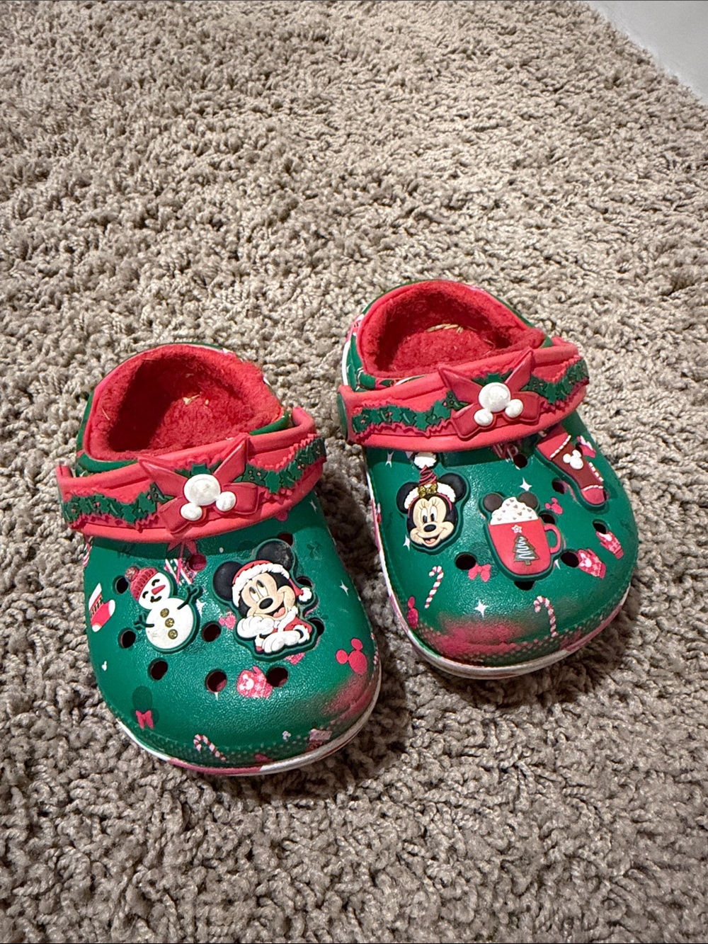 Kids Disney Holiday Clog Shoes with Red Trim